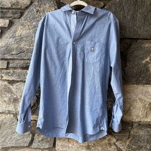 Psycho Bunny Men's Blue Button-Up Shirt
